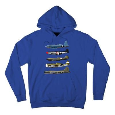 WW2 Warplane B17 P51 Mustang F4U Corsair P40 Warhawk Gift  Tall Hoodie