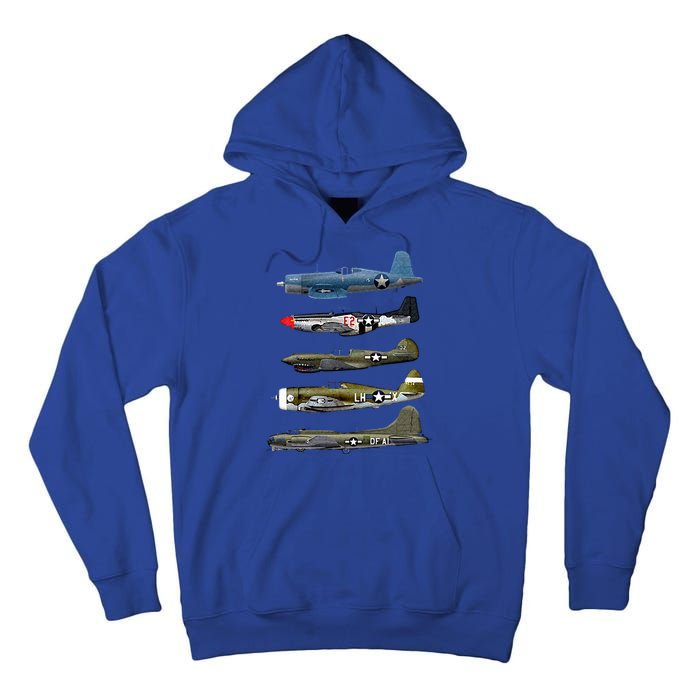 WW2 Warplane B17 P51 Mustang F4U Corsair P40 Warhawk Gift  Tall Hoodie