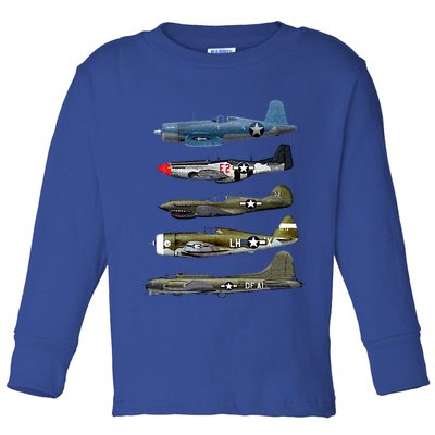 WW2 Warplane B17 P51 Mustang F4U Corsair P40 Warhawk Gift  Toddler Long Sleeve Shirt