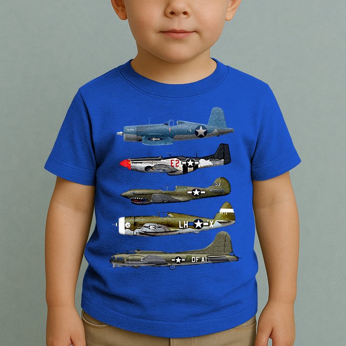 WW2 Warplane B17 P51 Mustang F4U Corsair P40 Warhawk Gift  Toddler T-Shirt