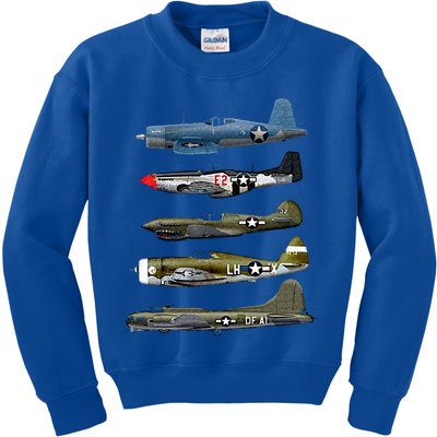 WW2 Warplane B17 P51 Mustang F4U Corsair P40 Warhawk Gift  Kids Sweatshirt