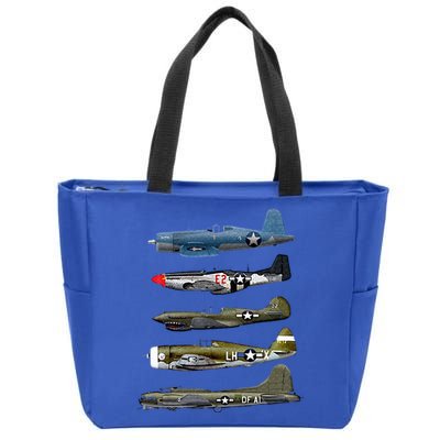 WW2 Warplane B17 P51 Mustang F4U Corsair P40 Warhawk Gift  Zip Tote Bag