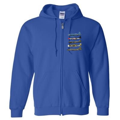 WW2 Warplane B17 P51 Mustang F4U Corsair P40 Warhawk Gift  Full Zip Hoodie