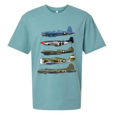 WW2 Warplane B17 P51 Mustang F4U Corsair P40 Warhawk Gift  Sueded Cloud Jersey T-Shirt