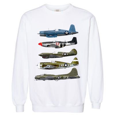 WW2 Warplane B17 P51 Mustang F4U Corsair P40 Warhawk Gift  Garment-Dyed Sweatshirt