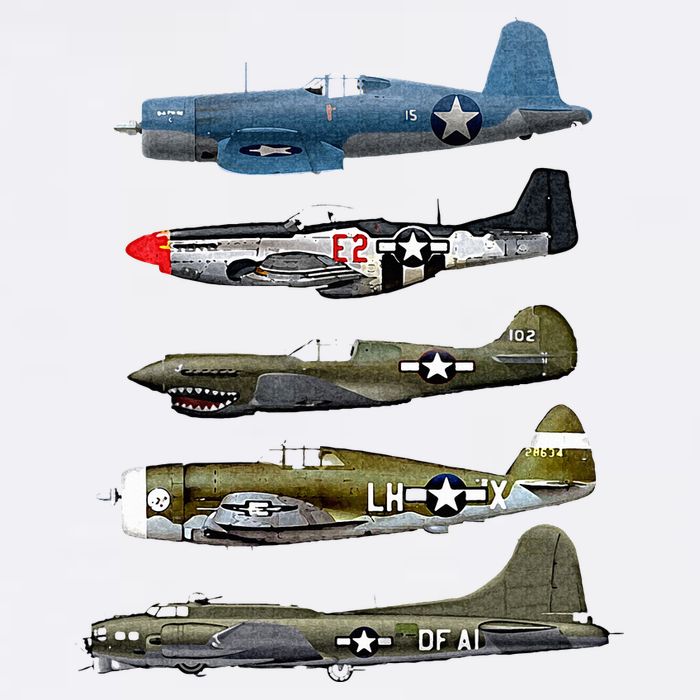 WW2 Warplane B17 P51 Mustang F4U Corsair P40 Warhawk Gift  Garment-Dyed Sweatshirt