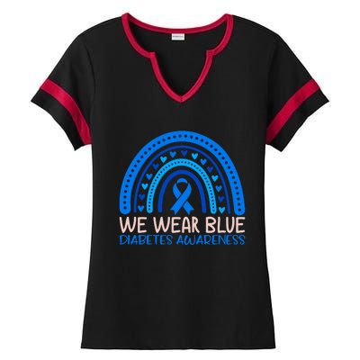 We Wear Blue Diabetes Awareness Motif Ladies Halftime Notch Neck Tee