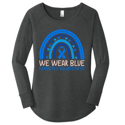 We Wear Blue Diabetes Awareness Motif Women's Perfect Tri Tunic Long Sleeve Shirt