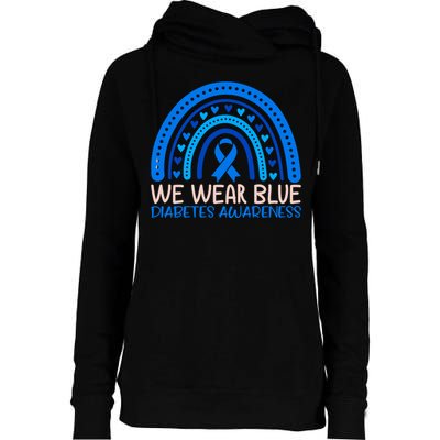 We Wear Blue Diabetes Awareness Motif Womens Funnel Neck Pullover Hood