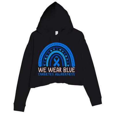 We Wear Blue Diabetes Awareness Motif Crop Fleece Hoodie