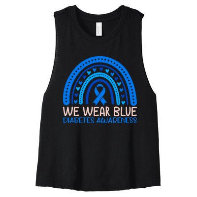 We Wear Blue Diabetes Awareness Motif Women's Racerback Cropped Tank