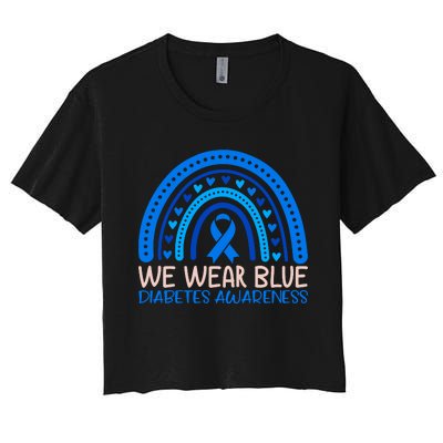 We Wear Blue Diabetes Awareness Motif Women's Crop Top Tee