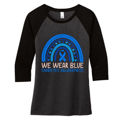 We Wear Blue Diabetes Awareness Motif Women's Tri-Blend 3/4-Sleeve Raglan Shirt