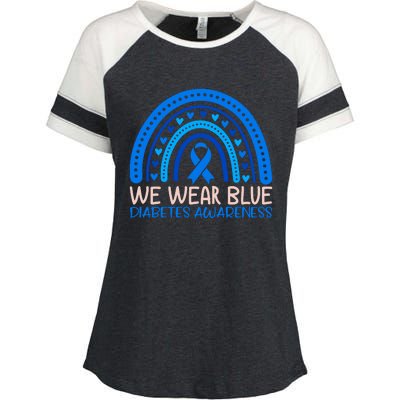 We Wear Blue Diabetes Awareness Motif Enza Ladies Jersey Colorblock Tee