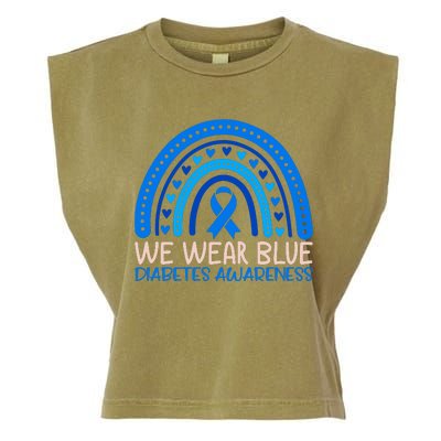 We Wear Blue Diabetes Awareness Motif Garment-Dyed Women's Muscle Tee