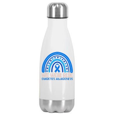 We Wear Blue Diabetes Awareness Motif Stainless Steel Insulated Water Bottle