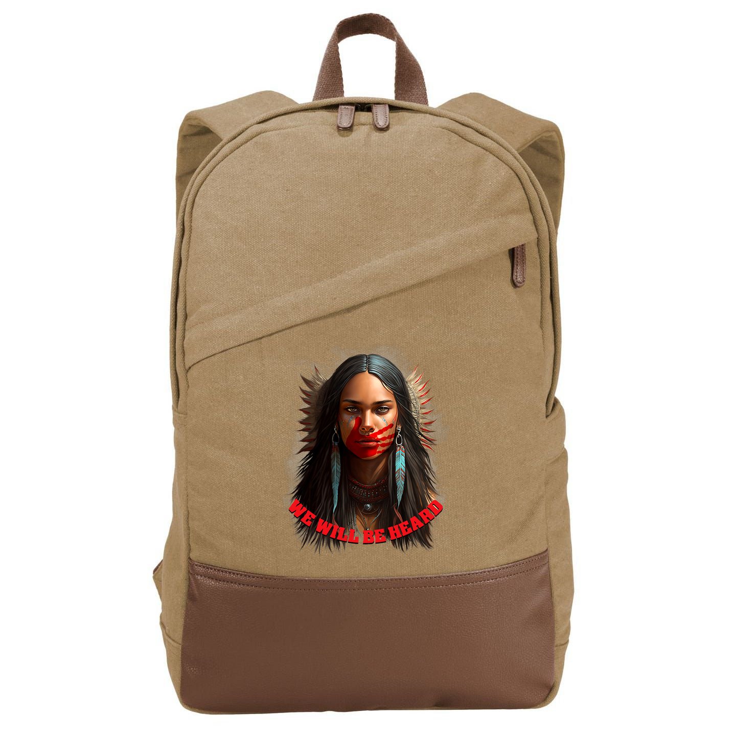 We Will Be Heard Missing And Murdered Indigenous Women MMIW Cotton Canvas Backpack