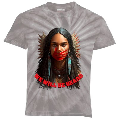 We Will Be Heard Missing And Murdered Indigenous Women MMIW Kids Tie-Dye T-Shirt