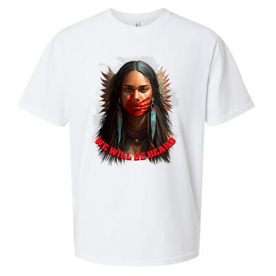 We Will Be Heard Missing And Murdered Indigenous Women MMIW Sueded Cloud Jersey T-Shirt