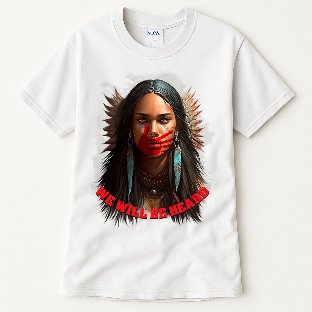 We Will Be Heard Missing And Murdered Indigenous Women MMIW Tall T-Shirt