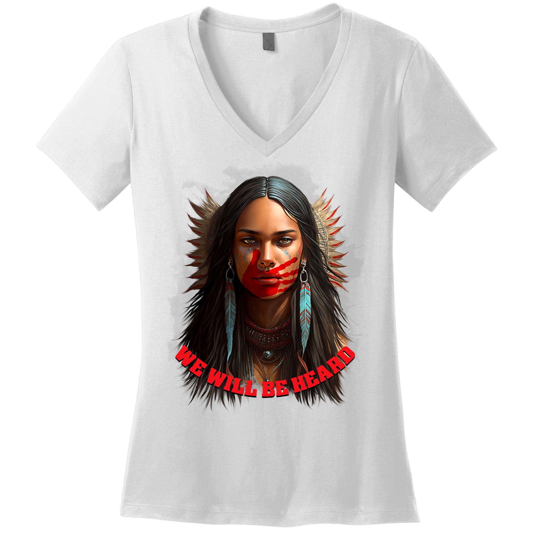 We Will Be Heard Missing And Murdered Indigenous Women MMIW Women's V-Neck T-Shirt