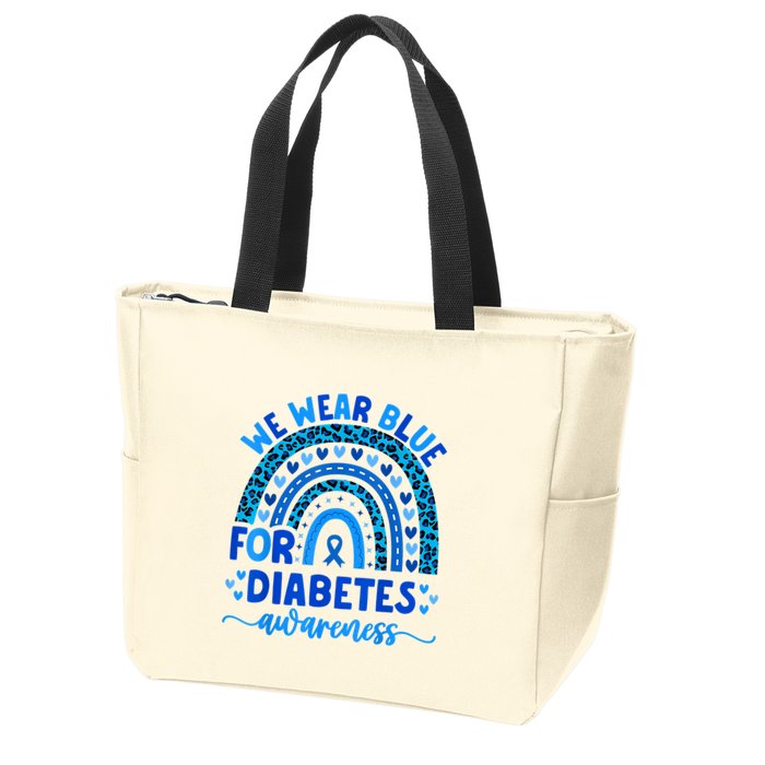We Wear Blue For Diabetes Awareness Diabetic Zip Tote Bag