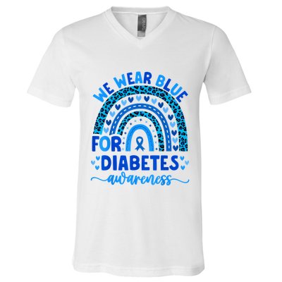 We Wear Blue For Diabetes Awareness Diabetic V-Neck T-Shirt
