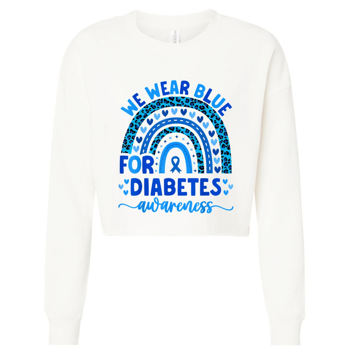 We Wear Blue For Diabetes Awareness Diabetic Cropped Pullover Crew