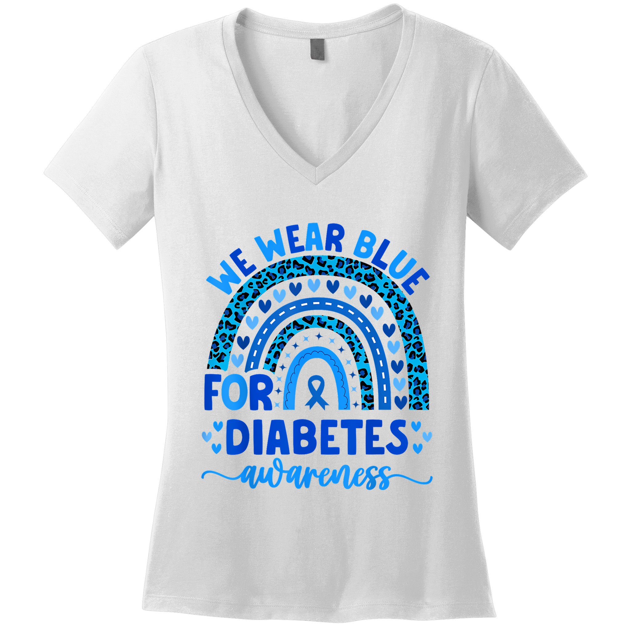 We Wear Blue For Diabetes Awareness Diabetic Women's V-Neck T-Shirt