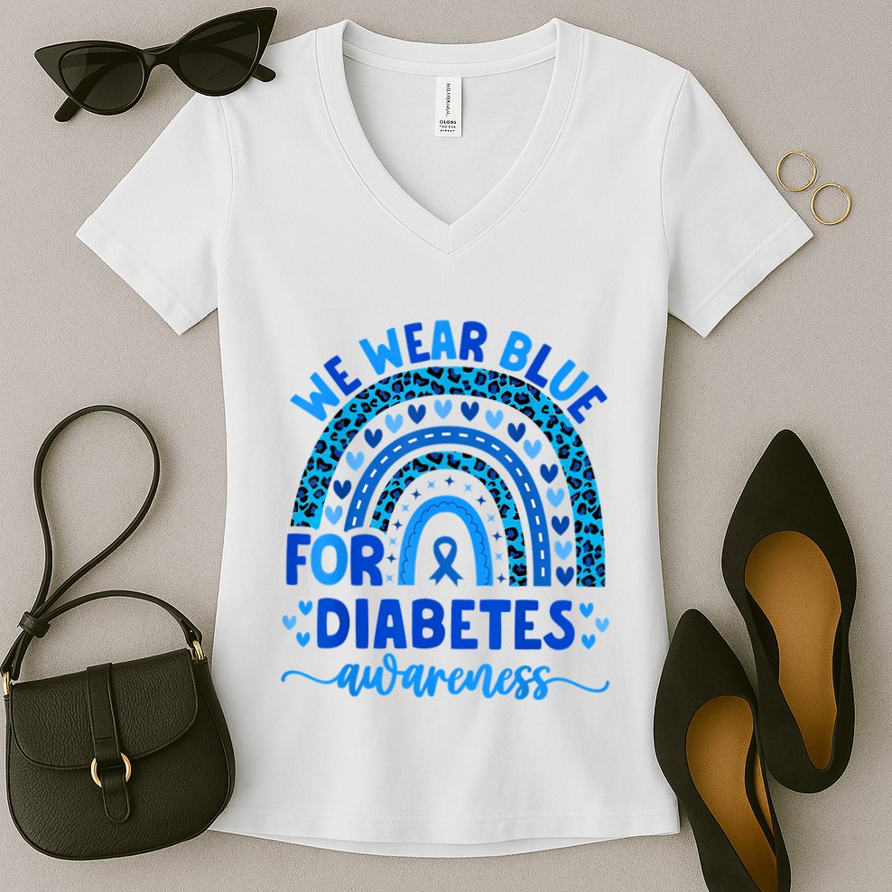 We Wear Blue For Diabetes Awareness Diabetic Women's V-Neck T-Shirt