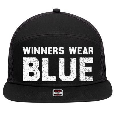 Winners Wear Blue Spirit Wear Team Game Color War 7 Panel Mesh Trucker Snapback Hat