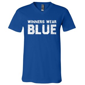 Winners Wear Blue Spirit Wear Team Game Color War V-Neck T-Shirt