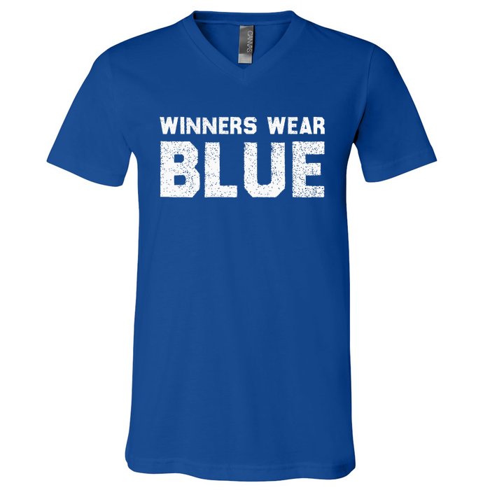 Winners Wear Blue Spirit Wear Team Game Color War V-Neck T-Shirt