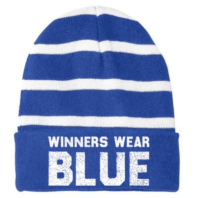 Winners Wear Blue Spirit Wear Team Game Color War Striped Beanie with Solid Band