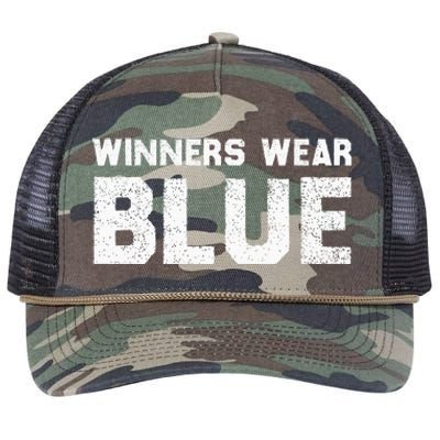 Winners Wear Blue Spirit Wear Team Game Color War Retro Rope Trucker Hat Cap