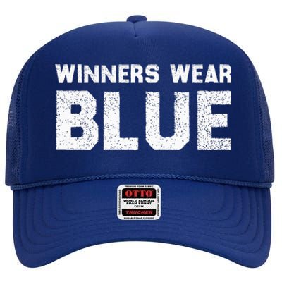 Winners Wear Blue Spirit Wear Team Game Color War High Crown Mesh Back Trucker Hat