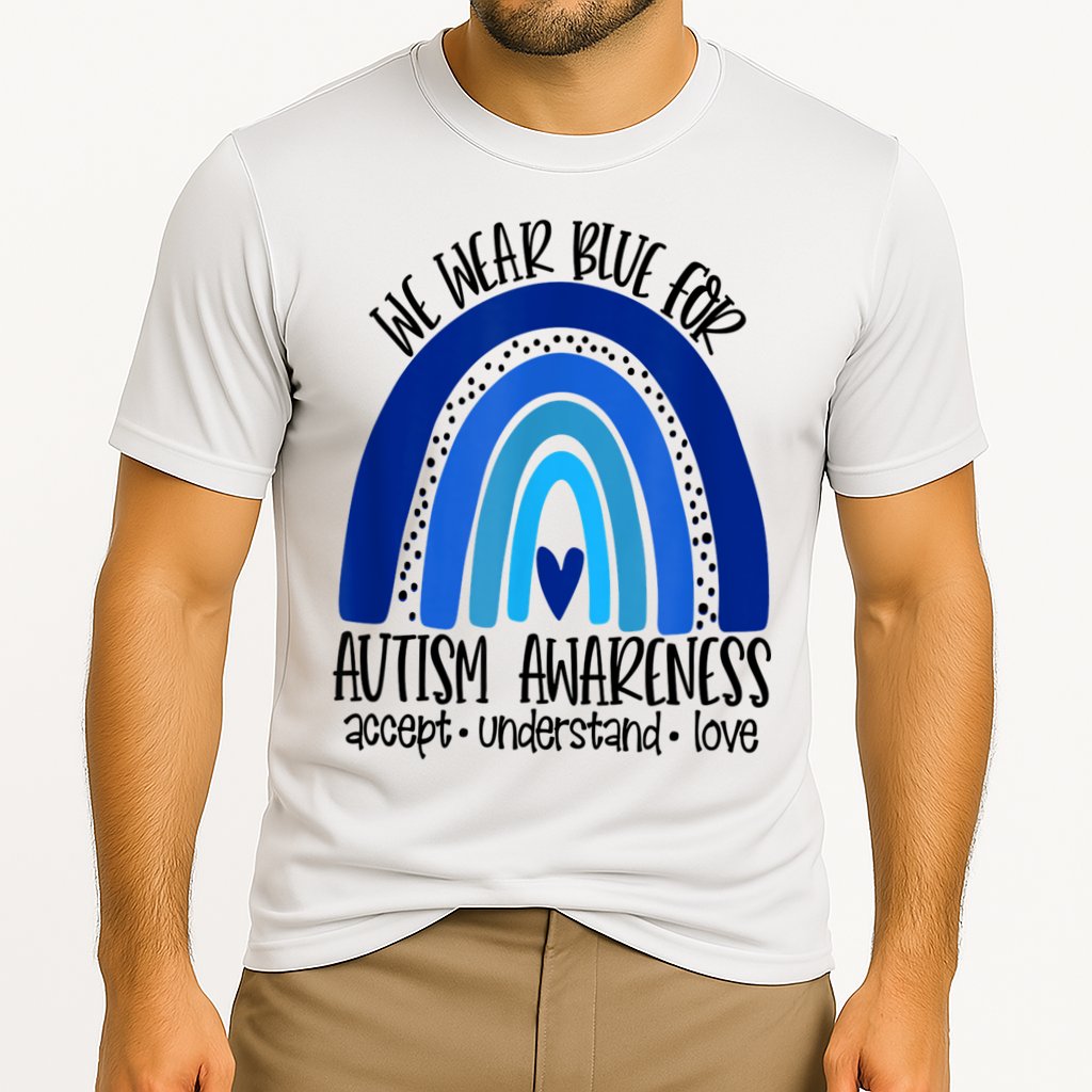 We Wear Blue For Autism Awareness, Accept Understand Love Cooling Performance Crew T-Shirt
