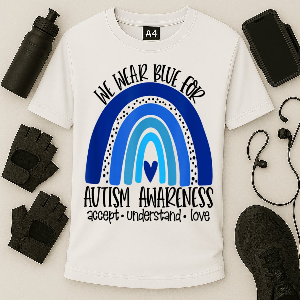 We Wear Blue For Autism Awareness, Accept Understand Love Cooling Performance Crew T-Shirt