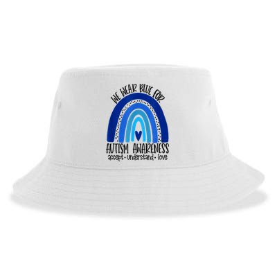 We Wear Blue For Autism Awareness, Accept Understand Love Sustainable Bucket Hat