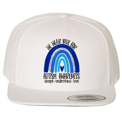 We Wear Blue For Autism Awareness, Accept Understand Love Wool Snapback Cap