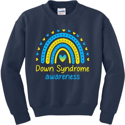 We Wear Blue And Yellow Down Syndrome Awareness Kids Sweatshirt