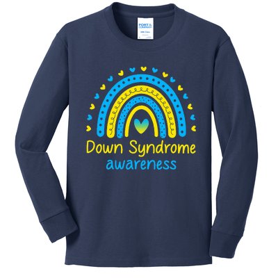 We Wear Blue And Yellow Down Syndrome Awareness Kids Long Sleeve Shirt