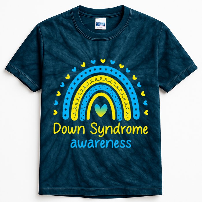 We Wear Blue And Yellow Down Syndrome Awareness Kids Tie-Dye T-Shirt