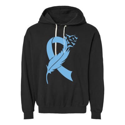 We Wear Blue Colon Cancer Awareness Month Ribbon Sunflower Meaningful Gift Garment-Dyed Fleece Hoodie