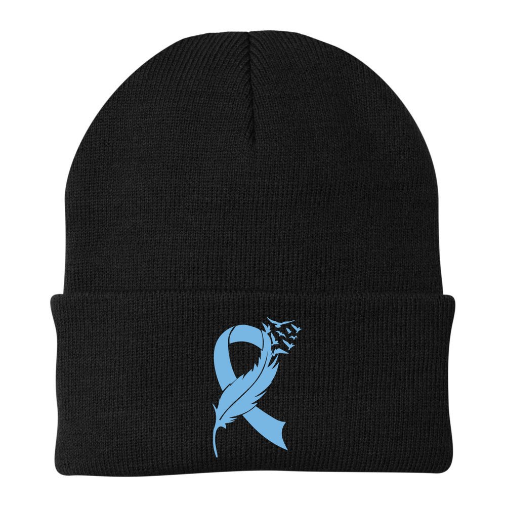 We Wear Blue Colon Cancer Awareness Month Ribbon Sunflower Meaningful Gift Beanie