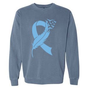 We Wear Blue Colon Cancer Awareness Month Ribbon Sunflower Meaningful Gift Garment-Dyed Sweatshirt