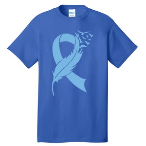 We Wear Blue Colon Cancer Awareness Month Ribbon Sunflower Meaningful Gift Tall T-Shirt