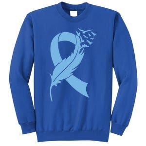 We Wear Blue Colon Cancer Awareness Month Ribbon Sunflower Meaningful Gift Tall Sweatshirt