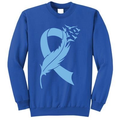 We Wear Blue Colon Cancer Awareness Month Ribbon Sunflower Meaningful Gift Tall Sweatshirt