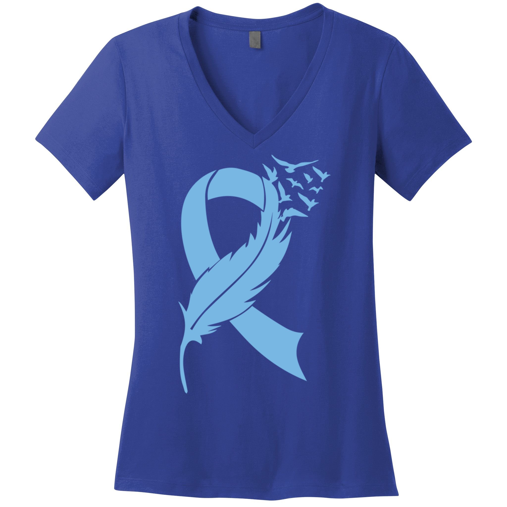 We Wear Blue Colon Cancer Awareness Month Ribbon Sunflower Meaningful Gift Women's V-Neck T-Shirt
